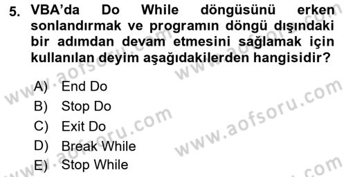 İşlem Tablosu Programlama Dersi 2025 - 2026 Yılı Yaz Okulu Sınav Soruları 5. Soru