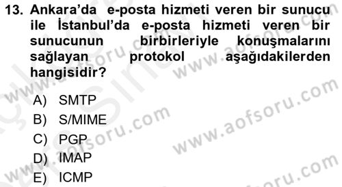 Ağ Yönetimi Ve Bilgi Güvenliği Dersi 2017 - 2018 Yılı 3 Ders Sınav Soruları 13. Soru