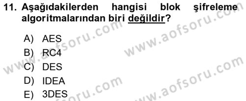 Ağ Yönetimi Ve Bilgi Güvenliği Dersi 2017 - 2018 Yılı (Vize) Ara Sınav Soruları 11. Soru