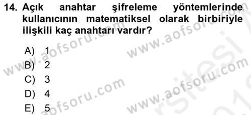 Ağ Yönetimi Ve Bilgi Güvenliği Dersi 2017 - 2018 Yılı (Vize) Ara Sınav Soruları 14. Soru