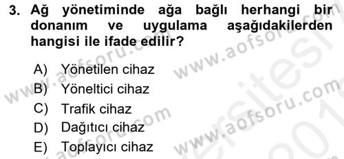 Ağ Yönetimi Ve Bilgi Güvenliği Dersi 2017 - 2018 Yılı (Vize) Ara Sınav Soruları 3. Soru