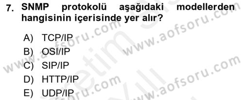 Ağ Yönetimi Ve Bilgi Güvenliği Dersi 2017 - 2018 Yılı (Vize) Ara Sınav Soruları 7. Soru