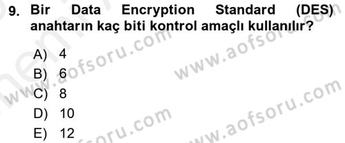 Ağ Yönetimi Ve Bilgi Güvenliği Dersi 2017 - 2018 Yılı (Vize) Ara Sınav Soruları 9. Soru