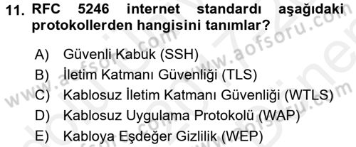 Ağ Yönetimi Ve Bilgi Güvenliği Dersi 2017 - 2018 Yılı (Final) Dönem Sonu Sınav Soruları 11. Soru