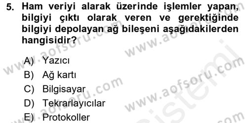 Ağ Yönetimi Ve Bilgi Güvenliği Dersi 2017 - 2018 Yılı (Final) Dönem Sonu Sınav Soruları 5. Soru