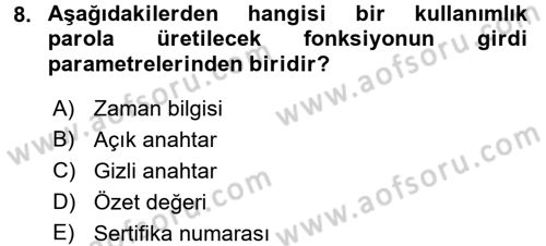 Ağ Yönetimi Ve Bilgi Güvenliği Dersi 2017 - 2018 Yılı (Final) Dönem Sonu Sınav Soruları 8. Soru