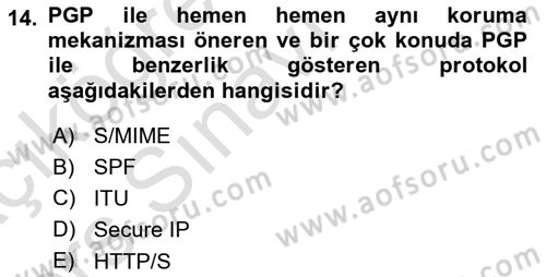 Ağ Yönetimi Ve Bilgi Güvenliği Dersi 2018 - 2019 Yılı 3 Ders Sınav Soruları 14. Soru