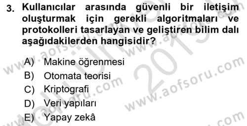 Ağ Yönetimi Ve Bilgi Güvenliği Dersi 2018 - 2019 Yılı 3 Ders Sınav Soruları 3. Soru