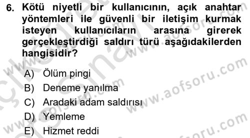 Ağ Yönetimi Ve Bilgi Güvenliği Dersi 2018 - 2019 Yılı 3 Ders Sınav Soruları 6. Soru