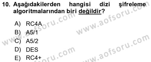 Ağ Yönetimi Ve Bilgi Güvenliği Dersi 2018 - 2019 Yılı (Vize) Ara Sınav Soruları 10. Soru