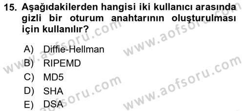 Ağ Yönetimi Ve Bilgi Güvenliği Dersi 2018 - 2019 Yılı (Vize) Ara Sınav Soruları 15. Soru