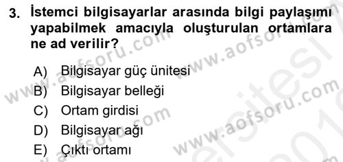 Ağ Yönetimi Ve Bilgi Güvenliği Dersi 2018 - 2019 Yılı (Vize) Ara Sınav Soruları 3. Soru