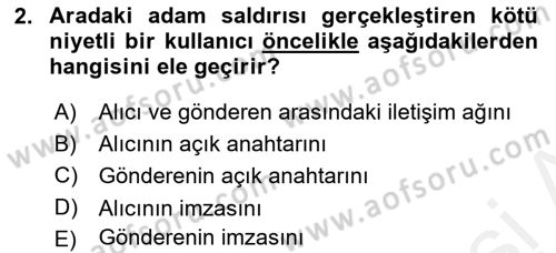 Ağ Yönetimi Ve Bilgi Güvenliği Dersi 2018 - 2019 Yılı (Final) Dönem Sonu Sınav Soruları 2. Soru