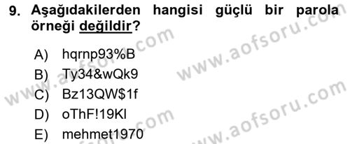 Ağ Yönetimi Ve Bilgi Güvenliği Dersi 2018 - 2019 Yılı (Final) Dönem Sonu Sınav Soruları 9. Soru