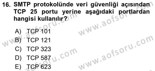 Ağ Yönetimi Ve Bilgi Güvenliği Dersi 2018 - 2019 Yılı Yaz Okulu Sınav Soruları 16. Soru