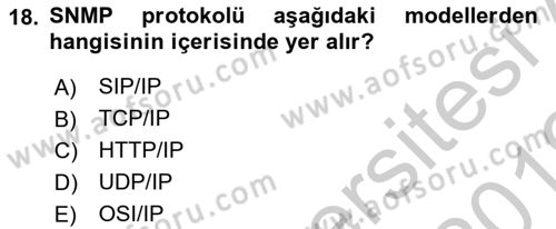 Ağ Yönetimi Ve Bilgi Güvenliği Dersi 2018 - 2019 Yılı Yaz Okulu Sınav Soruları 18. Soru