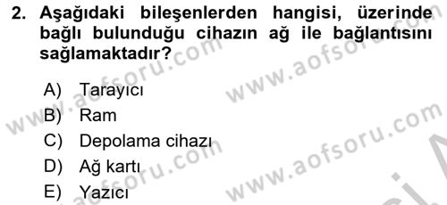 Ağ Yönetimi Ve Bilgi Güvenliği Dersi 2018 - 2019 Yılı Yaz Okulu Sınav Soruları 2. Soru