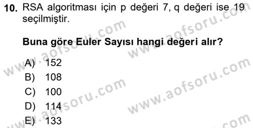 Ağ Yönetimi Ve Bilgi Güvenliği Dersi 2020 - 2021 Yılı Yaz Okulu Sınav Soruları 10. Soru