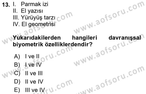 Ağ Yönetimi Ve Bilgi Güvenliği Dersi 2020 - 2021 Yılı Yaz Okulu Sınav Soruları 13. Soru