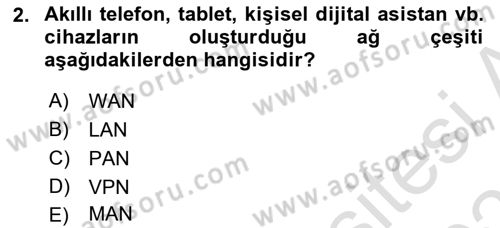 Ağ Yönetimi Ve Bilgi Güvenliği Dersi 2020 - 2021 Yılı Yaz Okulu Sınav Soruları 2. Soru