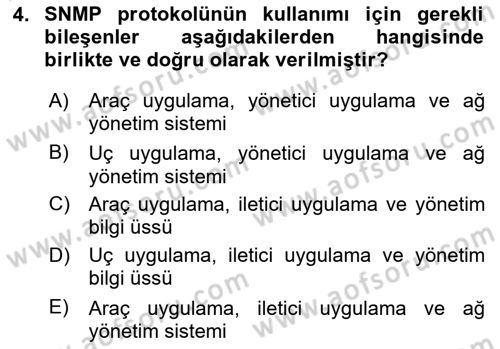 Ağ Yönetimi Ve Bilgi Güvenliği Dersi 2020 - 2021 Yılı Yaz Okulu Sınav Soruları 4. Soru