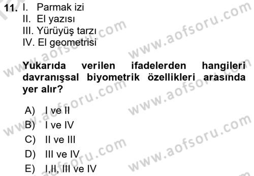 Ağ Yönetimi Ve Bilgi Güvenliği Dersi 2021 - 2022 Yılı Yaz Okulu Sınav Soruları 11. Soru
