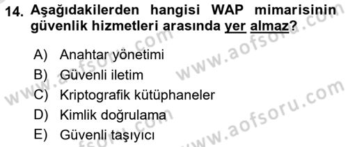Ağ Yönetimi Ve Bilgi Güvenliği Dersi 2021 - 2022 Yılı Yaz Okulu Sınav Soruları 14. Soru