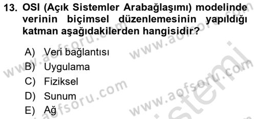 Ağ Yönetimi Ve Bilgi Güvenliği Dersi 2022 - 2023 Yılı Yaz Okulu Sınav Soruları 13. Soru