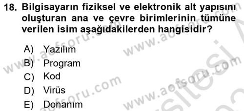 Ağ Yönetimi Ve Bilgi Güvenliği Dersi 2022 - 2023 Yılı Yaz Okulu Sınav Soruları 18. Soru