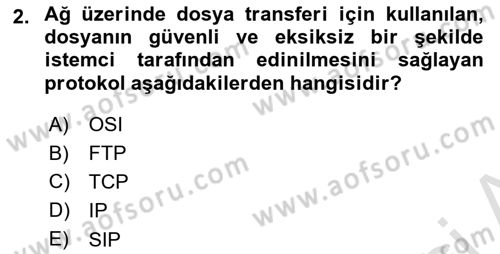 Ağ Yönetimi Ve Bilgi Güvenliği Dersi 2022 - 2023 Yılı Yaz Okulu Sınav Soruları 2. Soru