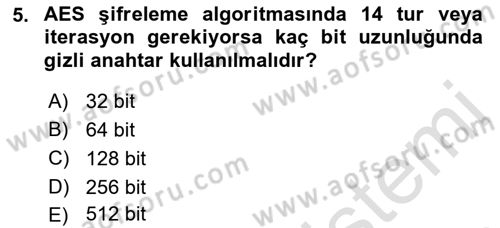 Ağ Yönetimi Ve Bilgi Güvenliği Dersi 2022 - 2023 Yılı Yaz Okulu Sınav Soruları 5. Soru