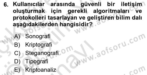 Ağ Yönetimi Ve Bilgi Güvenliği Dersi 2022 - 2023 Yılı Yaz Okulu Sınav Soruları 6. Soru
