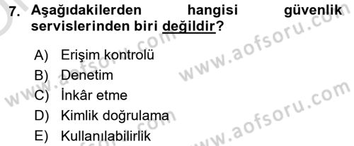 Ağ Yönetimi Ve Bilgi Güvenliği Dersi 2022 - 2023 Yılı Yaz Okulu Sınav Soruları 7. Soru