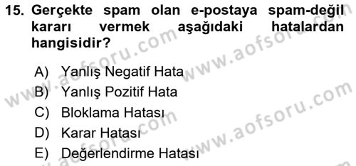 Ağ Yönetimi Ve Bilgi Güvenliği Dersi 2023 - 2024 Yılı Yaz Okulu Sınav Soruları 15. Soru