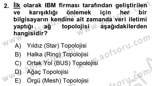 Ağ Yönetimi Ve Bilgi Güvenliği Dersi 2023 - 2024 Yılı Yaz Okulu Sınav Soruları 2. Soru