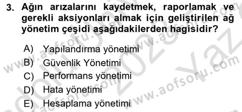 Ağ Yönetimi Ve Bilgi Güvenliği Dersi 2023 - 2024 Yılı Yaz Okulu Sınav Soruları 3. Soru