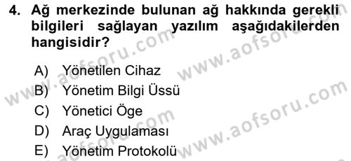 Ağ Yönetimi Ve Bilgi Güvenliği Dersi 2023 - 2024 Yılı Yaz Okulu Sınav Soruları 4. Soru