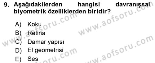 Ağ Yönetimi Ve Bilgi Güvenliği Dersi 2023 - 2024 Yılı Yaz Okulu Sınav Soruları 9. Soru
