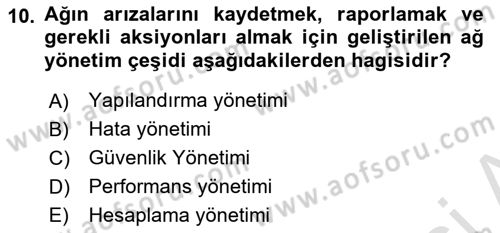 Ağ Yönetimi Ve Bilgi Güvenliği Dersi 2024 - 2025 Yılı (Vize) Ara Sınav Soruları 10. Soru