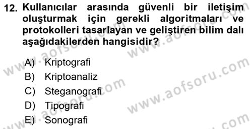 Ağ Yönetimi Ve Bilgi Güvenliği Dersi 2024 - 2025 Yılı (Vize) Ara Sınav Soruları 12. Soru
