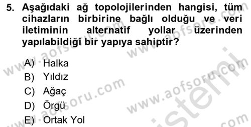 Ağ Yönetimi Ve Bilgi Güvenliği Dersi 2024 - 2025 Yılı (Vize) Ara Sınav Soruları 5. Soru