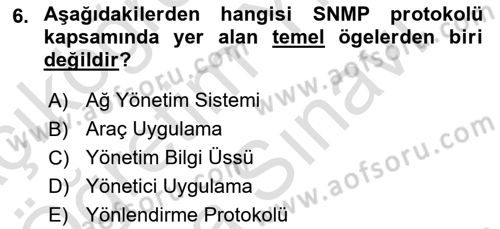 Ağ Yönetimi Ve Bilgi Güvenliği Dersi 2024 - 2025 Yılı (Vize) Ara Sınav Soruları 6. Soru
