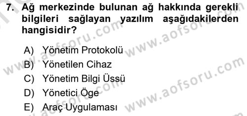 Ağ Yönetimi Ve Bilgi Güvenliği Dersi 2024 - 2025 Yılı (Vize) Ara Sınav Soruları 7. Soru