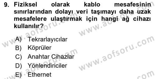Ağ Yönetimi Ve Bilgi Güvenliği Dersi 2024 - 2025 Yılı (Vize) Ara Sınav Soruları 9. Soru