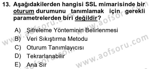 Ağ Yönetimi Ve Bilgi Güvenliği Dersi 2024 - 2025 Yılı Yaz Okulu Sınav Soruları 13. Soru