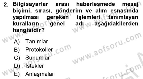 Ağ Yönetimi Ve Bilgi Güvenliği Dersi 2024 - 2025 Yılı Yaz Okulu Sınav Soruları 2. Soru
