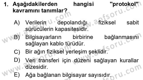Ağ Yönetimi Ve Bilgi Güvenliği Dersi 2025 - 2026 Yılı (Vize) Ara Sınav Soruları 1. Soru