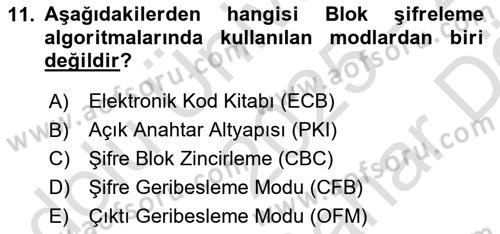 Ağ Yönetimi Ve Bilgi Güvenliği Dersi 2025 - 2026 Yılı (Vize) Ara Sınav Soruları 11. Soru