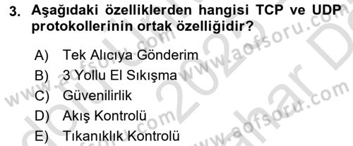 Ağ Yönetimi Ve Bilgi Güvenliği Dersi 2025 - 2026 Yılı (Vize) Ara Sınav Soruları 3. Soru