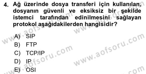 Ağ Yönetimi Ve Bilgi Güvenliği Dersi 2025 - 2026 Yılı (Vize) Ara Sınav Soruları 4. Soru